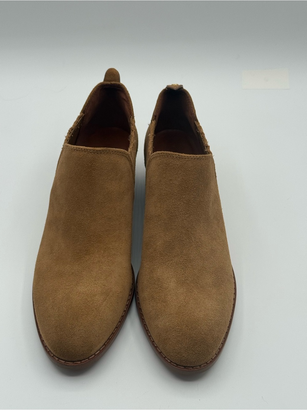Coach Devin Ankle Boots Tan Suede Chelsea Low Heel Booties Women’s Size 8B - Picture 16 of 16